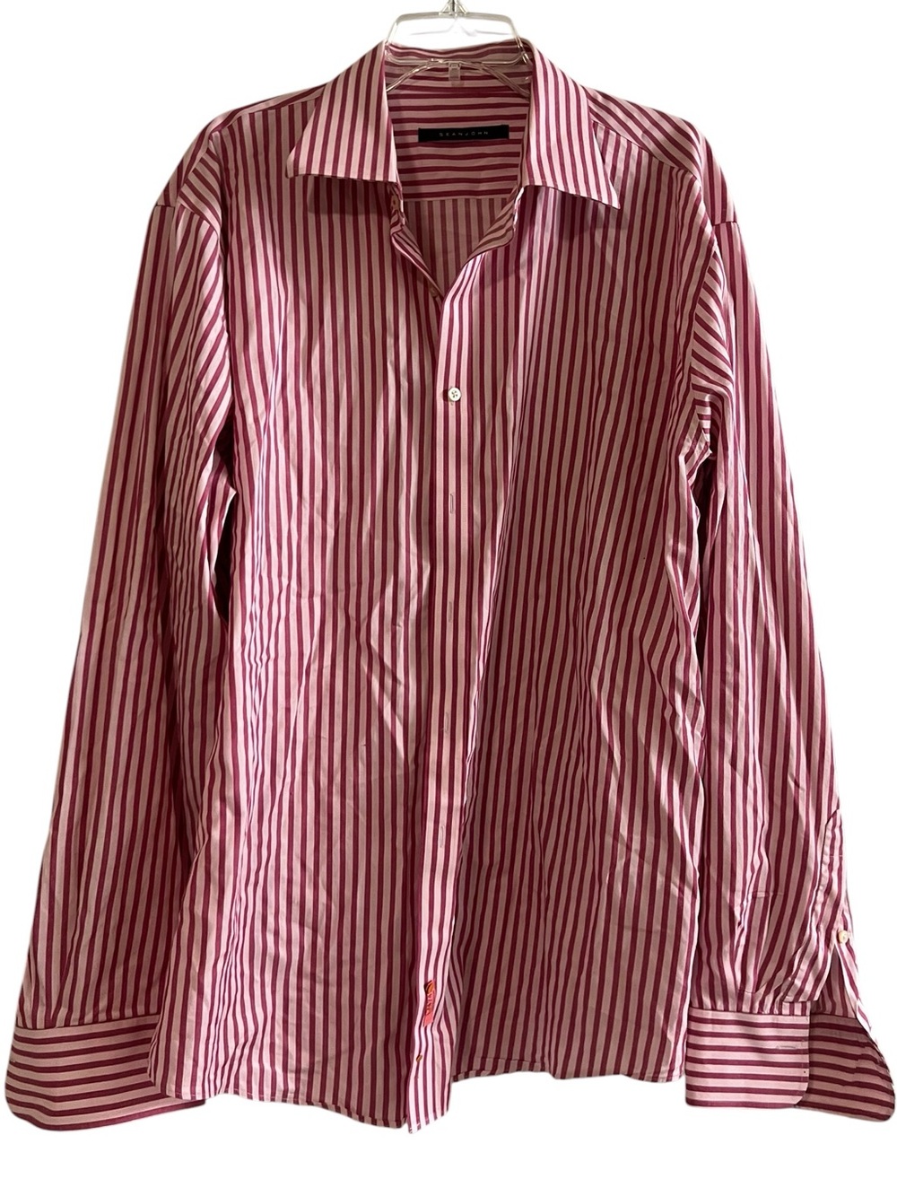 Sean John Pink Striped Button-Up Shirt 18 36/37 - 100% Cotton
